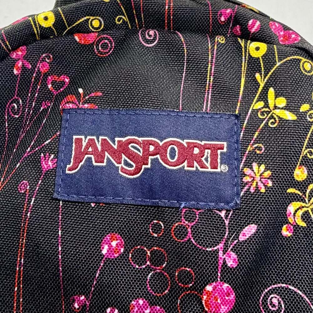 JanSport Mini Backpack Black Floral Botanical Print